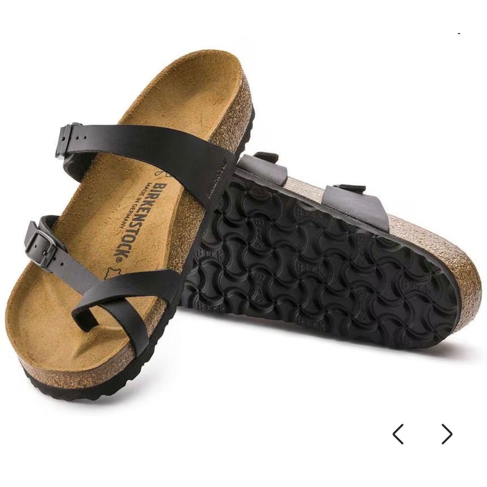 Birkenstock Mayari Black Birko-Flor Sandals Toe Loop Strappy Slides Size 39 8 L8